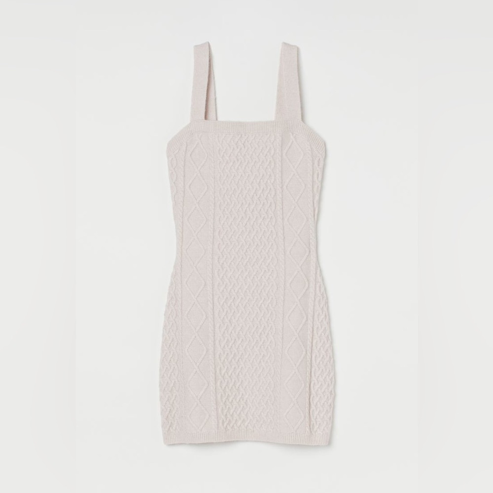 Beige sleeveless cable knit sweater dress H&M like new size medium